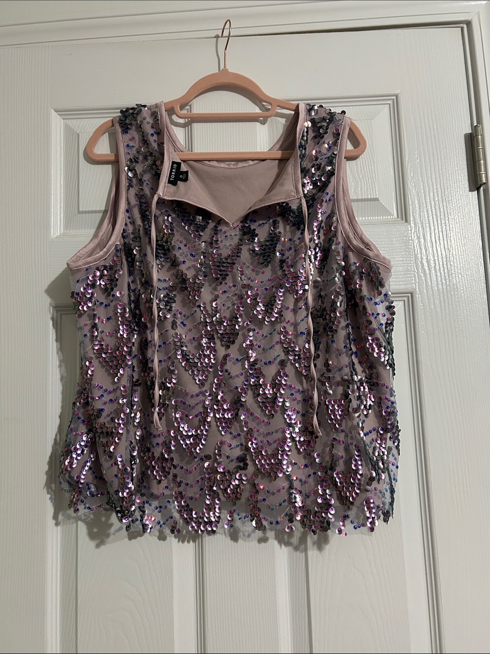 torrid Pink Blush Sequin Sleeveless Tank Top